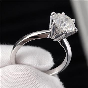 Real Natural 2 Carat Diamond Brilliant Round Solitaire Engagement Ring IGI Certified Solid 14k White Gold