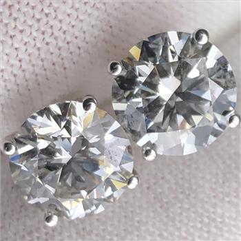 IGI Certified 2 Carat VS Lab Grown Diamond Round 2 Stud Earrings 14k White Gold 