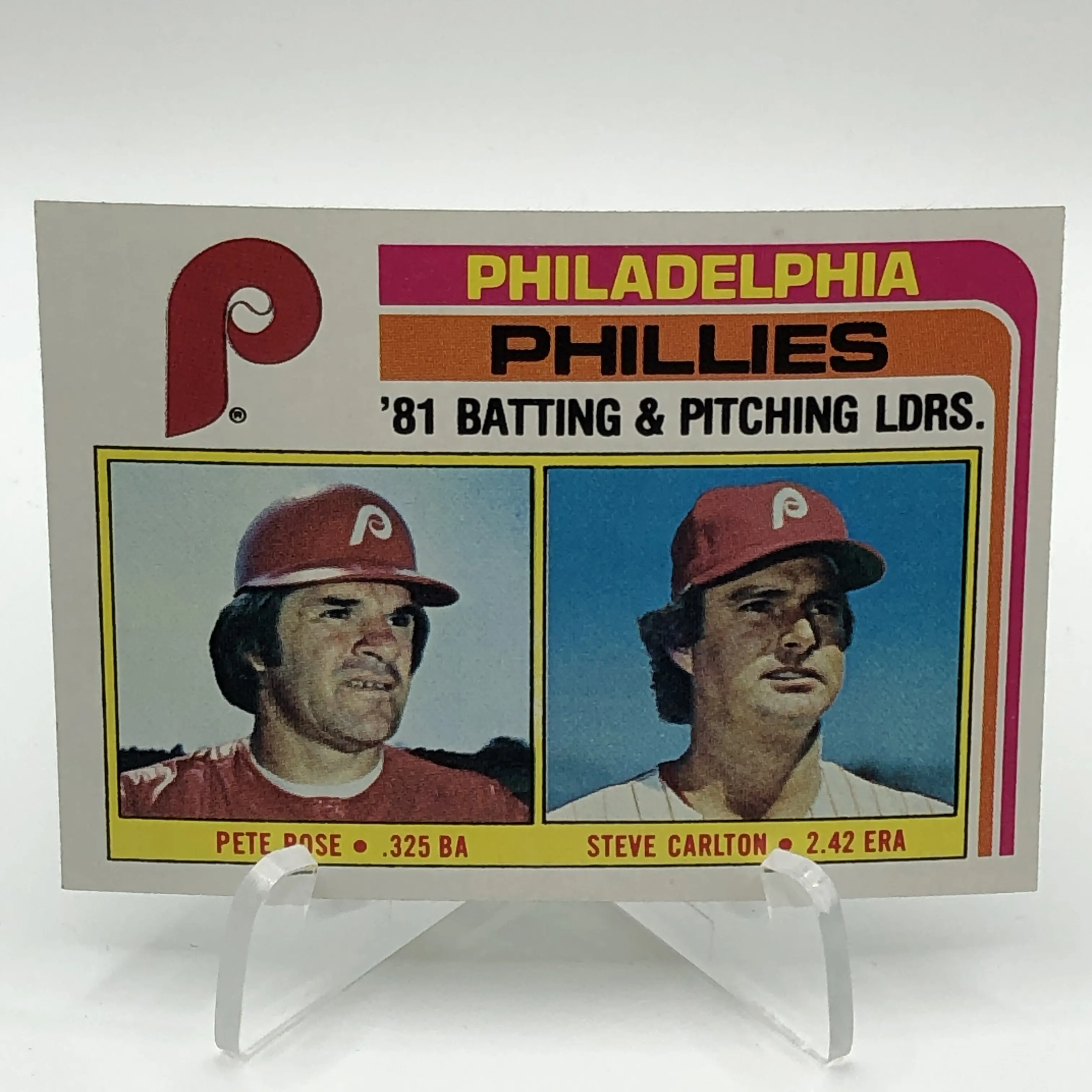 Pete Rose / Steve Carlton High Grade Vintage 1982 Topps Baseball Card