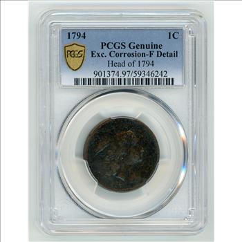 1794 Flowing Hair Liberty Cap Large Cent - Head of 1794 - PCGS F Detail