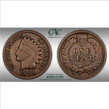 1894/1894 Indian Head Cent Repunched Date FS-301, S-1 CAC VG8