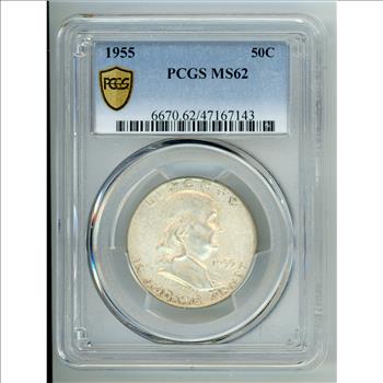 1955 Franklin Silver Half Dollar Coin PCGS MS62