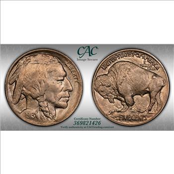 1913 Type 1 Buffalo Nickel Coin CAC AU58