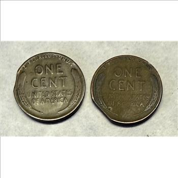 Pair of 1939 Curve and Straight Clip Cent Errors